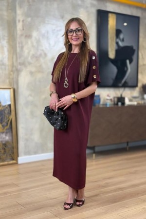K76179-BORDO Burgundy DRESS