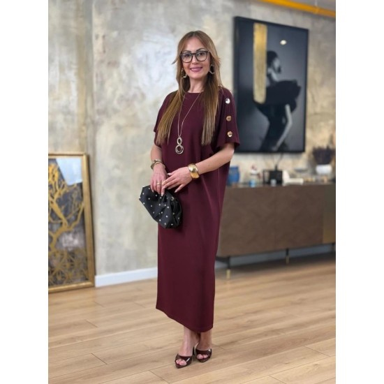 K76179-BORDO BORDO ELBİSE