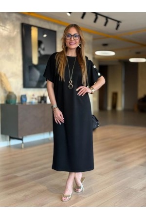 K76179-SIYAH SİYAH ELBİSE