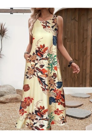 K76187-CICEKLI DESENLİ ELBİSE