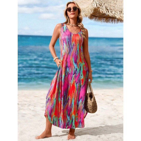 "K76246-COK RENKLI" Patterned DRESS