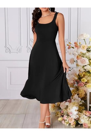 K82019-SIYAH BLACK DRESS