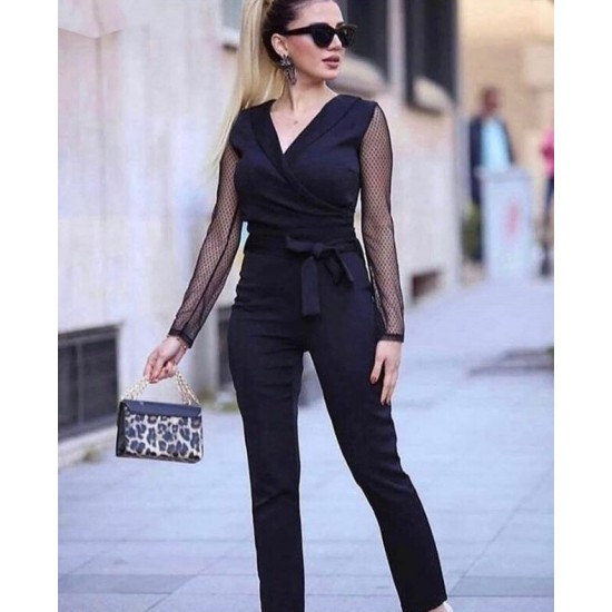 K8608-SIYAH BLACK OVERALLS