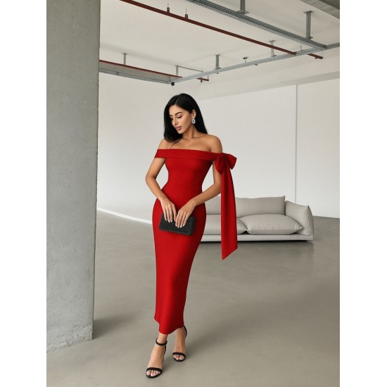 K8610-KIRMIZI KIRMIZI ELBİSE