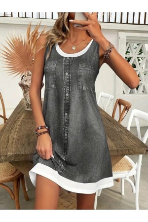 K87130-GRI GRİ ELBİSE