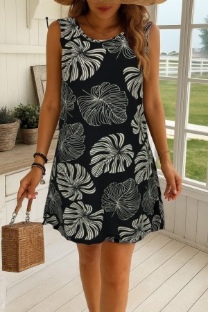 K87156-YAPRAK_DESEN GREEN DRESS