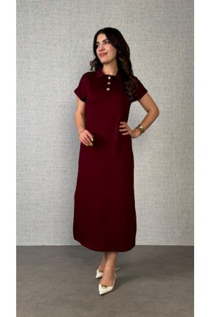 K87166-BORDO BORDO ELBİSE