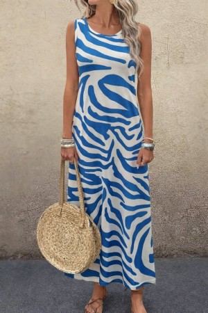 K87227-MAVI MAVİ ELBİSE