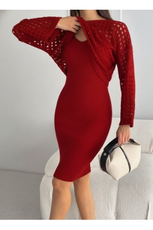 K95028-KIRMIZI KIRMIZI ELBİSE