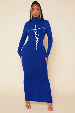 K97016-MAVI BLUE DRESS