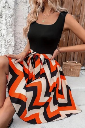 K97093-TURUNCU ORANGE DRESS