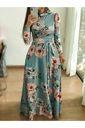 K97112-YESIL YEŞİL ELBİSE