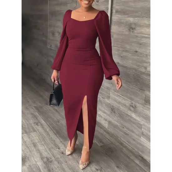 K97120-BORDO BORDO ELBİSE