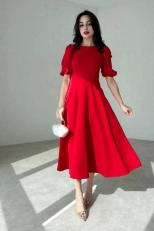 K98019-KIRMIZI RED DRESS