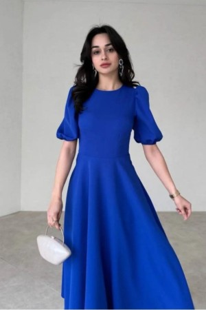 K98019-SAKS "SAKS MAVİ" DRESS