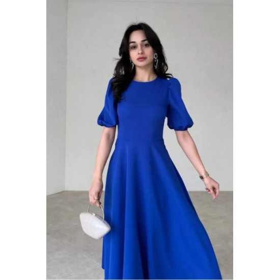 K98019-SAKS "SAKS MAVİ" DRESS