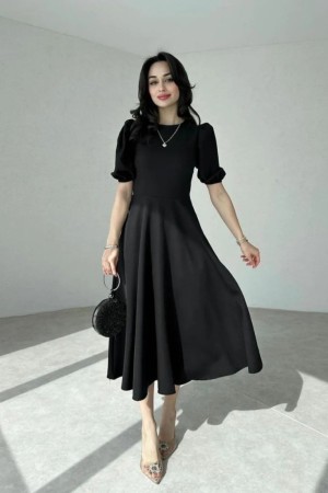 K98019-SIYAH BLACK DRESS