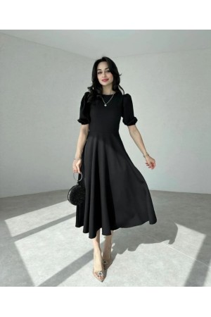 K98019-SIYAH SİYAH ELBİSE
