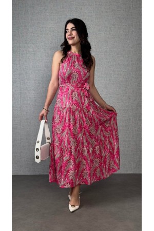 K98031-PEMBE PEMBE ELBİSE