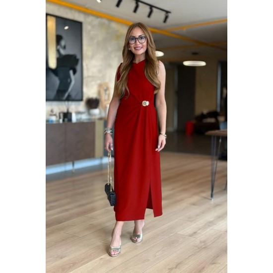 K98032-BORDO Burgundy DRESS