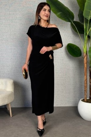 K98037-SIYAH BLACK DRESS