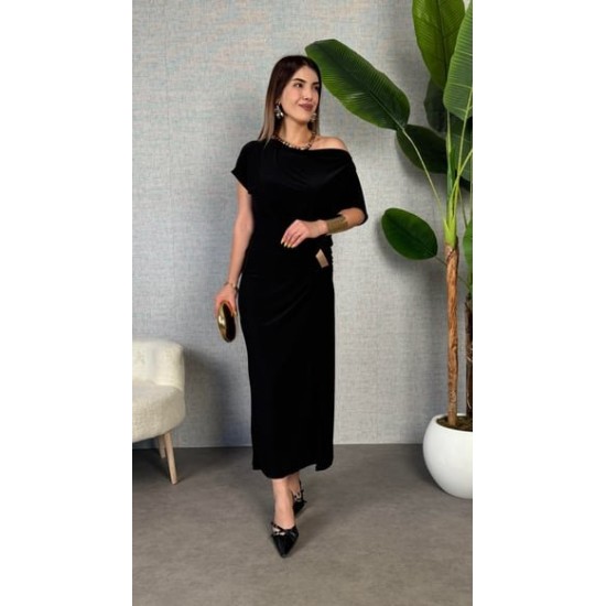 K98037-SIYAH BLACK DRESS
