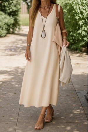K98039-BEJ BEJ ELBİSE