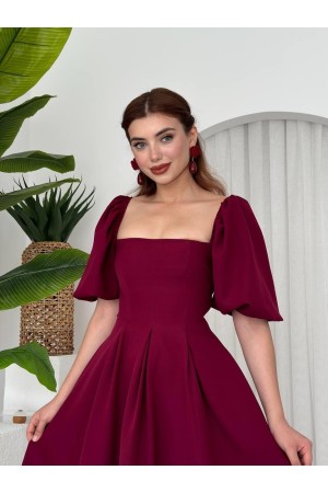 M00026-BORDO Bordo ELBİSE