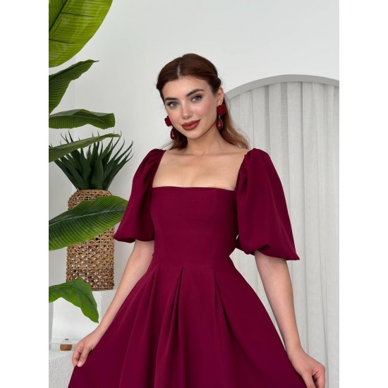 M00026-BORDO Bordo ELBİSE