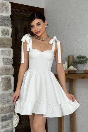 M00034-BEYAZ Beyaz ELBİSE