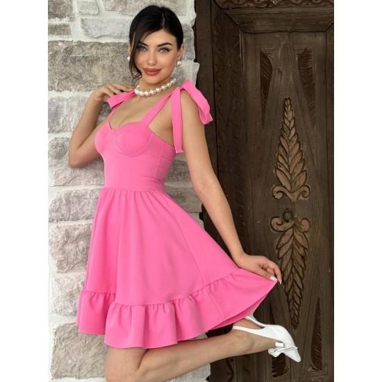 M00034-PEMBE Pembe ELBİSE