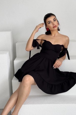 M00034-SIYAH Siyah ELBİSE