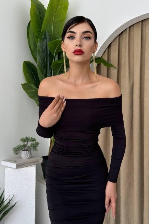 M00102-SIYAH Siyah ELBİSE