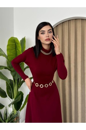 M00116-BORDO Bordo ELBİSE