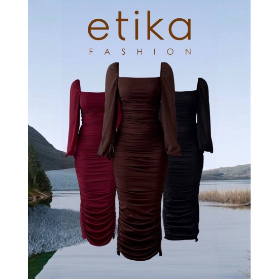 M00153-BORDO Bordo ELBİSE