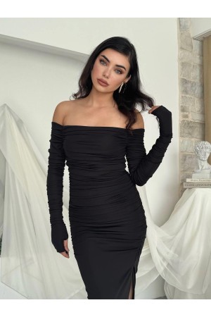 M00188-SIYAH Siyah ELBİSE