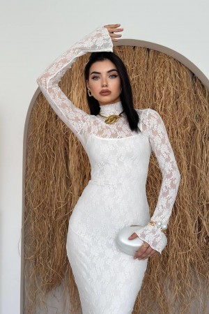 M00226-BEYAZ Beyaz ELBİSE