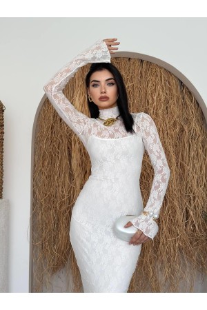 M00226-BEYAZ Beyaz ELBİSE