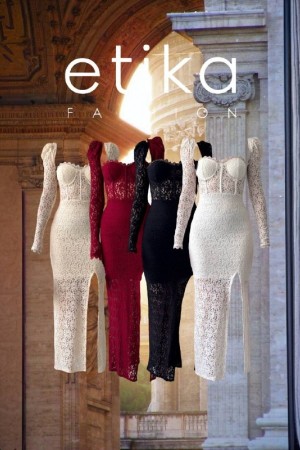 M00277-EKRU EKRU ELBİSE