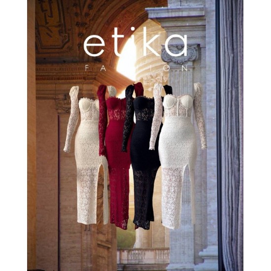 M00277-EKRU EKRU ELBİSE