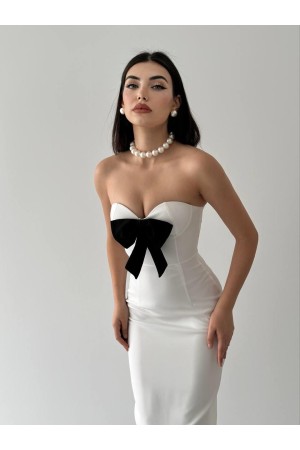 M00295-BEYAZ Beyaz ELBİSE