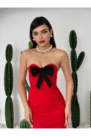 M00295-KIRMIZI Kırmızı ELBİSE