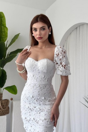 M00309-BEYAZ Beyaz ELBİSE