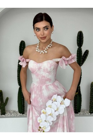 M00325-PEMBE Pembe ELBİSE