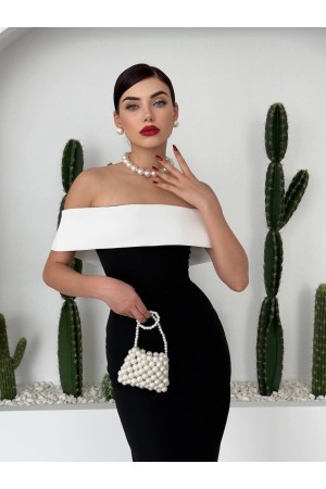 M00327-SIYAH Siyah ELBİSE