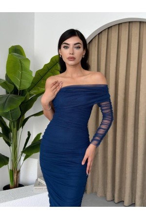 M00328-LACİVERT LACİVERT ELBİSE