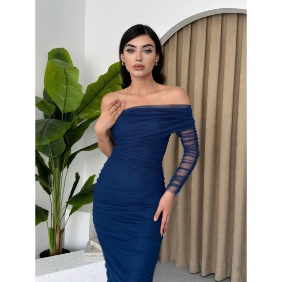 M00328-LACİVERT "NAVY BLUE" DRESS