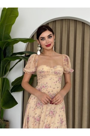 M00330-BEJ Bej ELBİSE