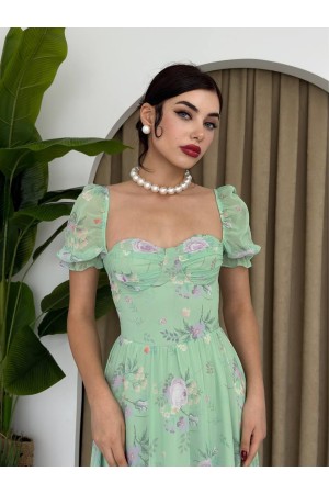 M00330-YEŞİL Yeşil ELBİSE