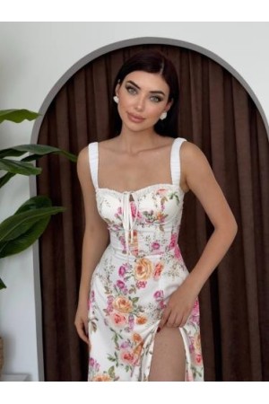 M00334-BEYAZ Beyaz ELBİSE